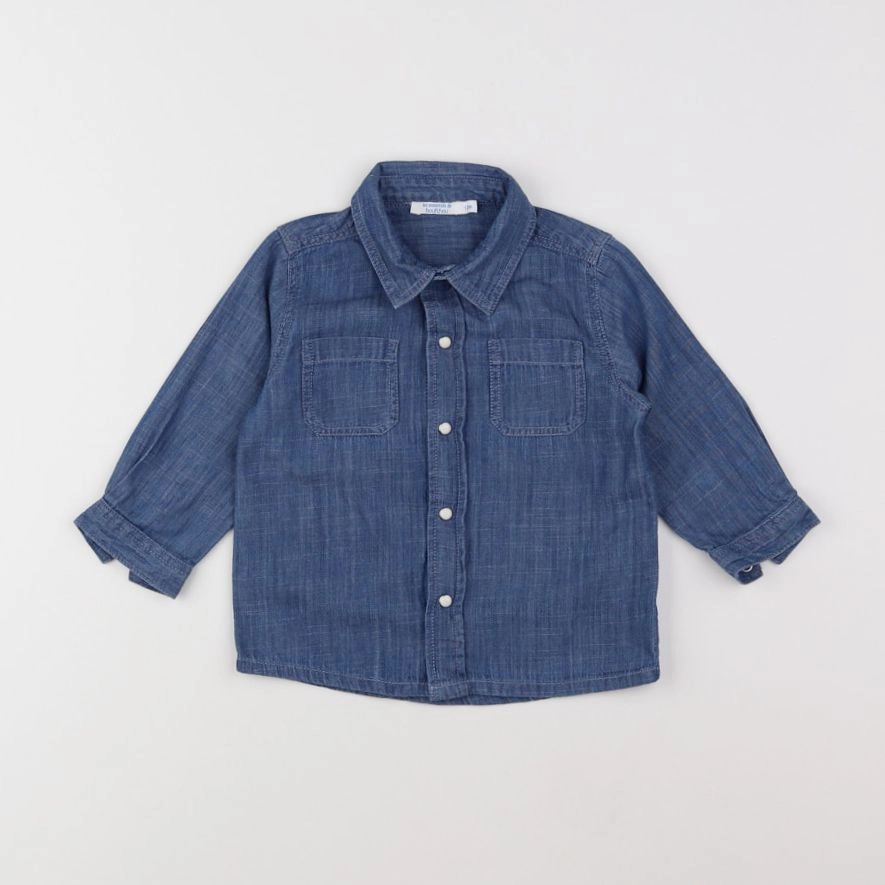 Boutchou - chemise bleu - 12 mois